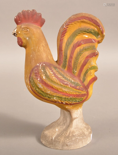 PA 19th Century Hollow Molded Chalkware Rooster.