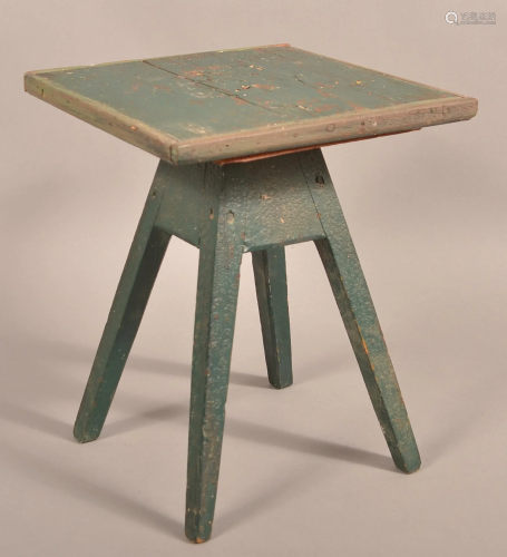 Primitive Green Painted Softwood Splay-Leg Stand.