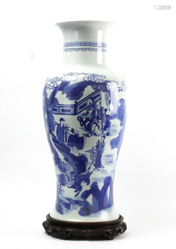 A Large Blue And White Yenyen Vase