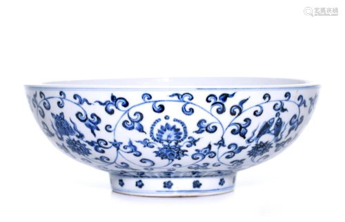 A Large and Fine Blue and White Bowl