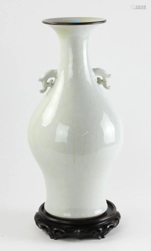 18thC Chinese White Crackle Glazed Vase