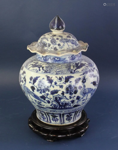 Chinese Blue and White Covered Vase