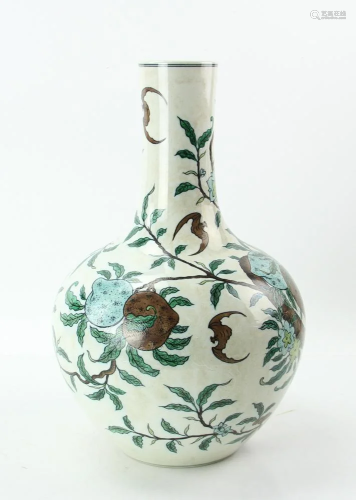 Chinese Famille Rose Verte Porcelain Bottle Vase
