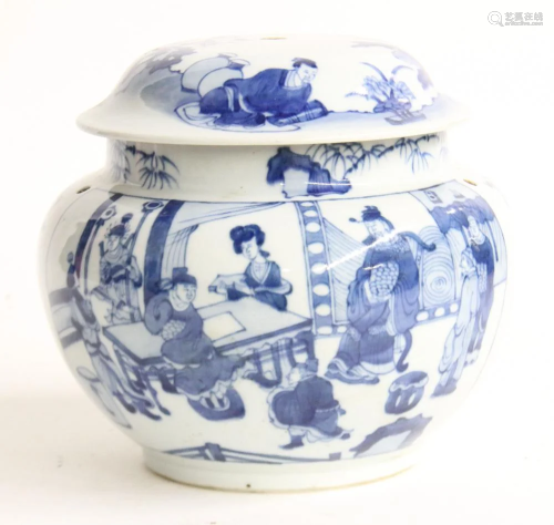 A Chinese Blue And White Jar With Cover