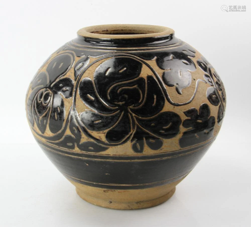 Large Chinese Black Jar