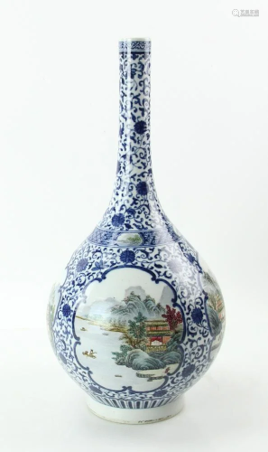 Chinese Famille Rose Long Neck Vase Jiaging