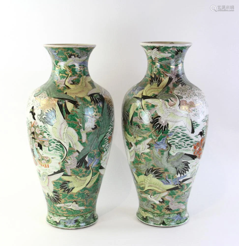 Japanese Famille Rose Vases Pair