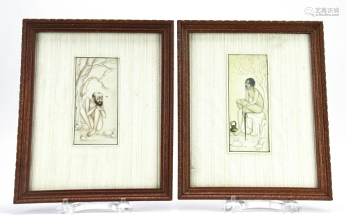 Two Framed India Watercolor Plaques