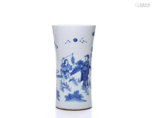 A Chinese Blue and White Brush Pot