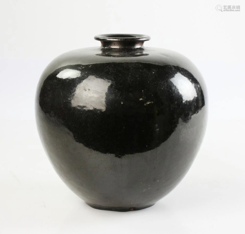 Japanese Black Glazed Porcelain Jar