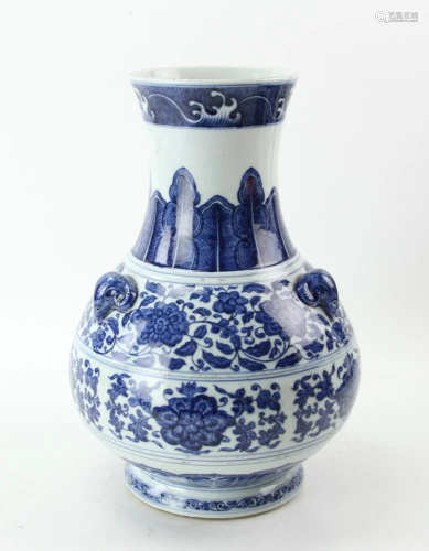 Chinese Blue and White Zun Vase Qianlong