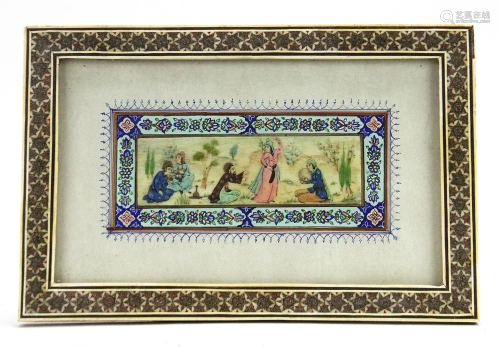 19th century India Watercolor Plaque