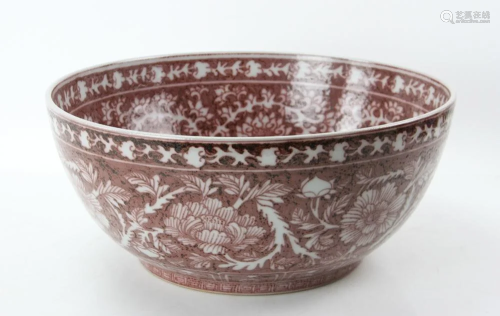 Red Bowl Yuan Dynasty Style Flowers