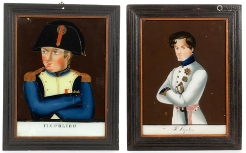 FOLK ART REVERSE-PAINTED HISTORICAL PORTRAITS, LOT OF