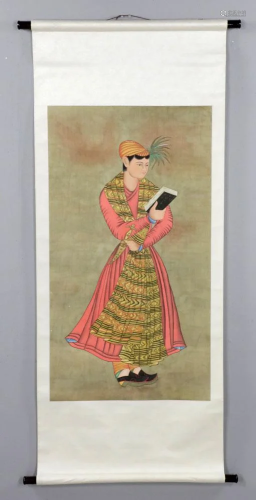 Indian Portrait, Watercolor Scroll