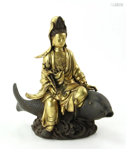 Chinese Bronze Guanyin Figure