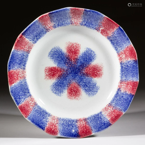 ENGLISH SPATTERWARE RAINBOW CERAMIC PLATE