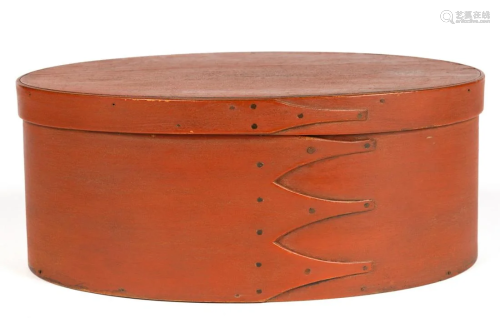 LARGE SHAKER PAINTED FOUR-FINGER BENTWOOD BOX