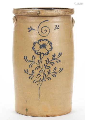 MIDWESTERN DECORATED STONEWARE CHURN