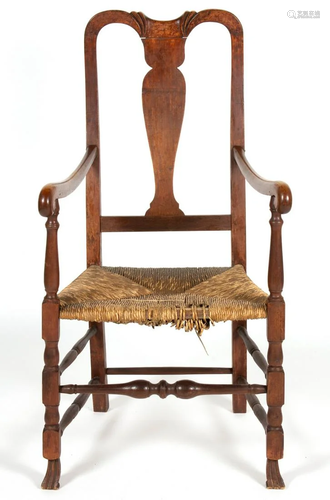 NEW ENGLAND QUEEN ANNE ARM CHAIR