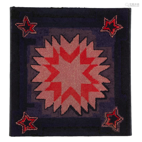 AMERICAN FOLK ART STAR HOOKED RUG