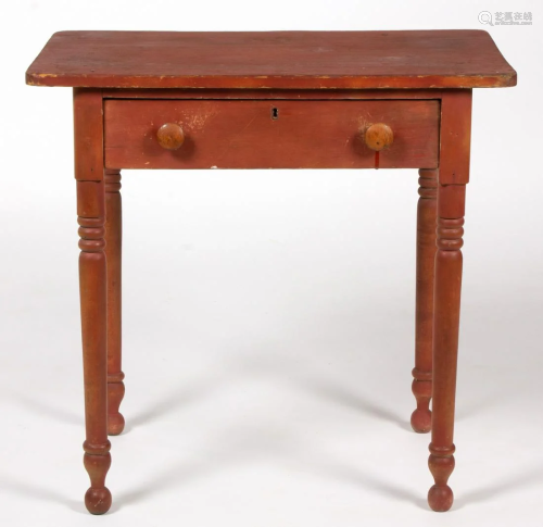 NEW ENGLAND RED-WASHED MIXED-WOOD STAND TABLE