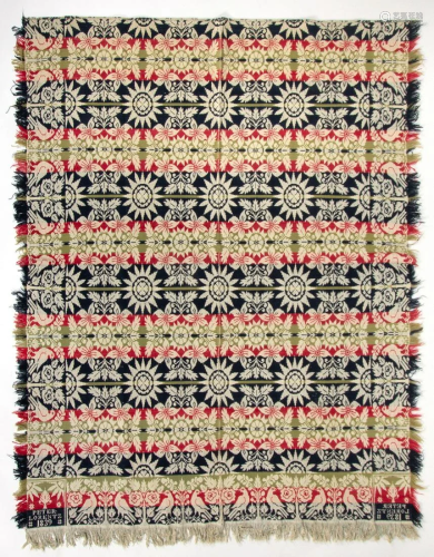 OHIO SIGNED AND DATED JACQUARD COVERLET