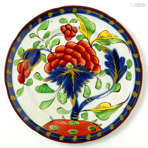 ENGLISH GAUDY DUTCH CERAMIC CUP PLATE