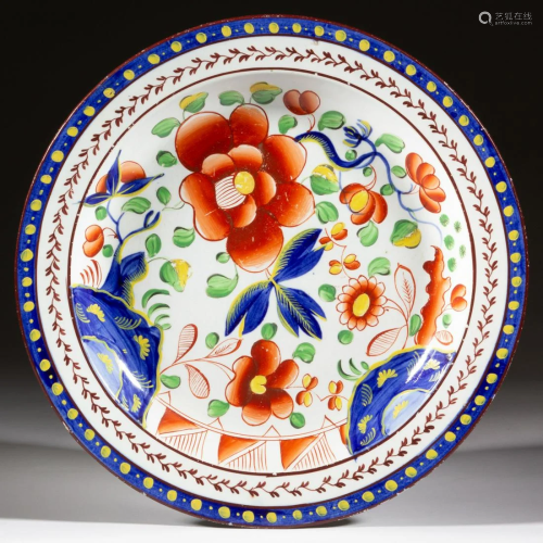 ENGLISH GAUDY DUTCH CERAMIC PLATE