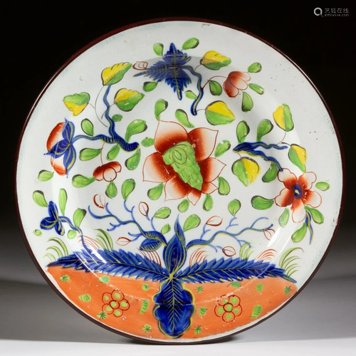 ENGLISH GAUDY DUTCH CERAMIC PLATE