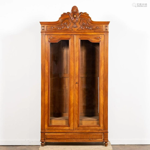 19TH C. LOUIS XIV STYLE WALNUT PARQUETRY VITRINE