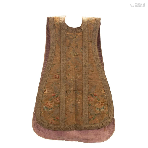 19TH C. CONTINENTAL EMBROIDERED CHASUBLE