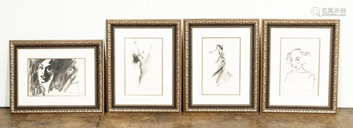 4 PCS LEROY NEIMAN, MARTHA GRAHAM SUITE, FRAMED