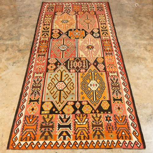 KUBA KILIM CARPET, 12'6