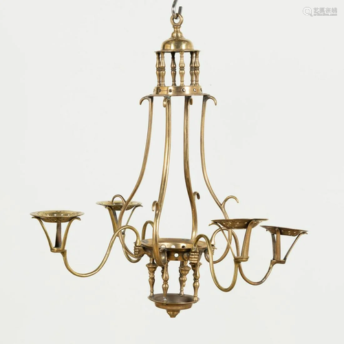 19TH C. CONTINENTAL FOUR-LIGHT BRASS CHANDELIER