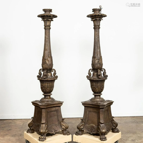 PAIR OF EMPIRE STYLE PALATIAL TORCHIERES