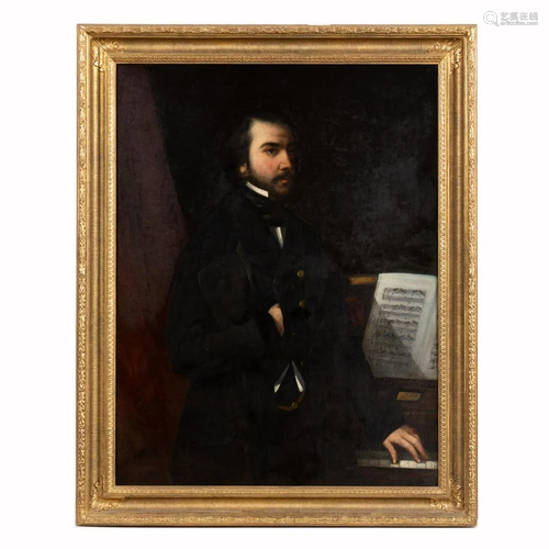 CONTINENTAL SCHOOL, PORTRAIT OF MUSICIAN, FRAMED