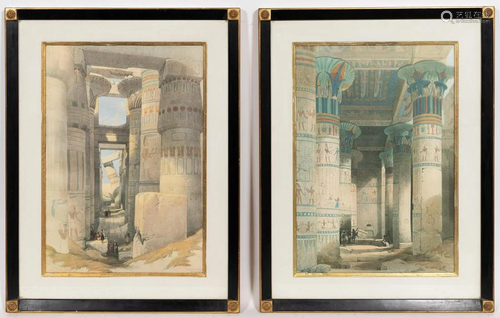 TWO LOUIS HAGHE EGYPTIAN RUINS AFTER D. ROBERTS