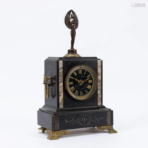 19TH C. SLATE & MARBLE JAPY FRERES MANTLE CLOCK