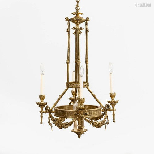 LOUIS XVI STYLE EIGHT-LIGHT BRASS CHANDELIER