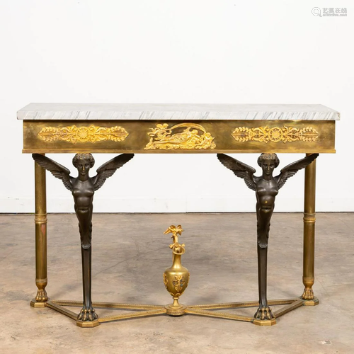 LATE 19TH C. EMPIRE STYLE BRONZE CONSOLE TABLE