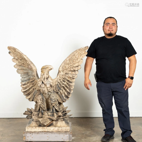 MONUMENTAL BEAUX ARTS GLAZED CERAMIC EAGLE