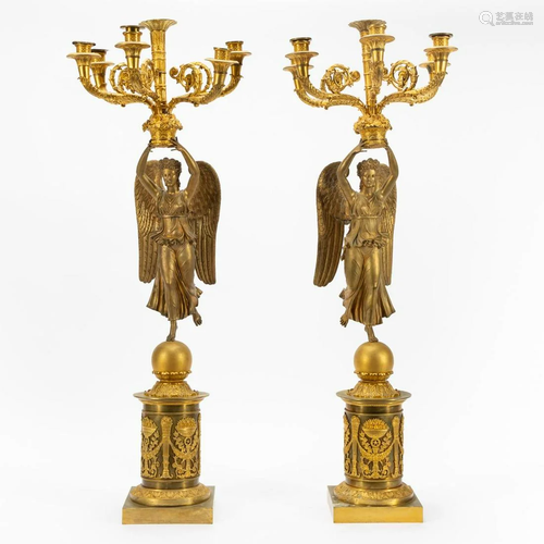 PR. 19TH C. VICTORY EMPIRE ORMOLU CANDELABRA