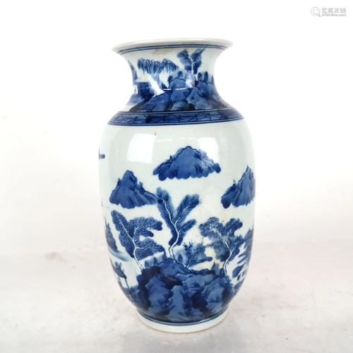 Blue & White Porcelain Vase With Kangxi Mark