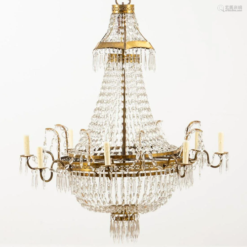 19TH C. EMPIRE STYLE EIGHT-LIGHT BASKET CHANDELIER