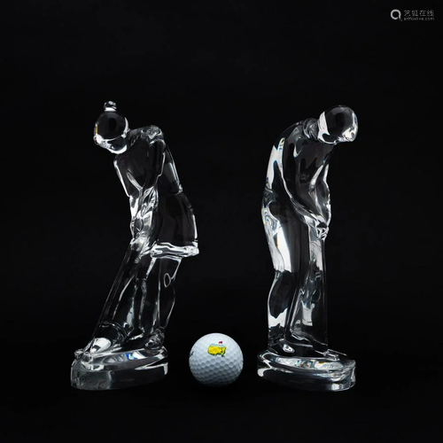 PAIR, BACCARAT CRYSTAL GOLF FIGURES, PGA MASTERS