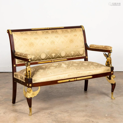 EMPIRE REVIVAL ORMOLU MOUNTED MAHOGANY CANAPE