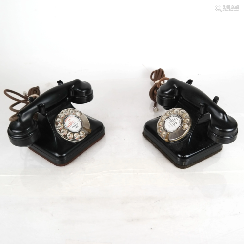 Two Black Rotary Phones