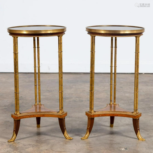 PR., MANNER OF MAISON JANSEN BRASS BAMBOO TABLES