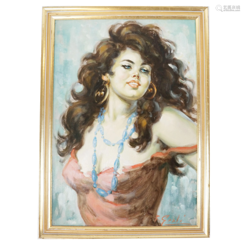 F. GENLI (?): Gypsy Lady - Oil Painting